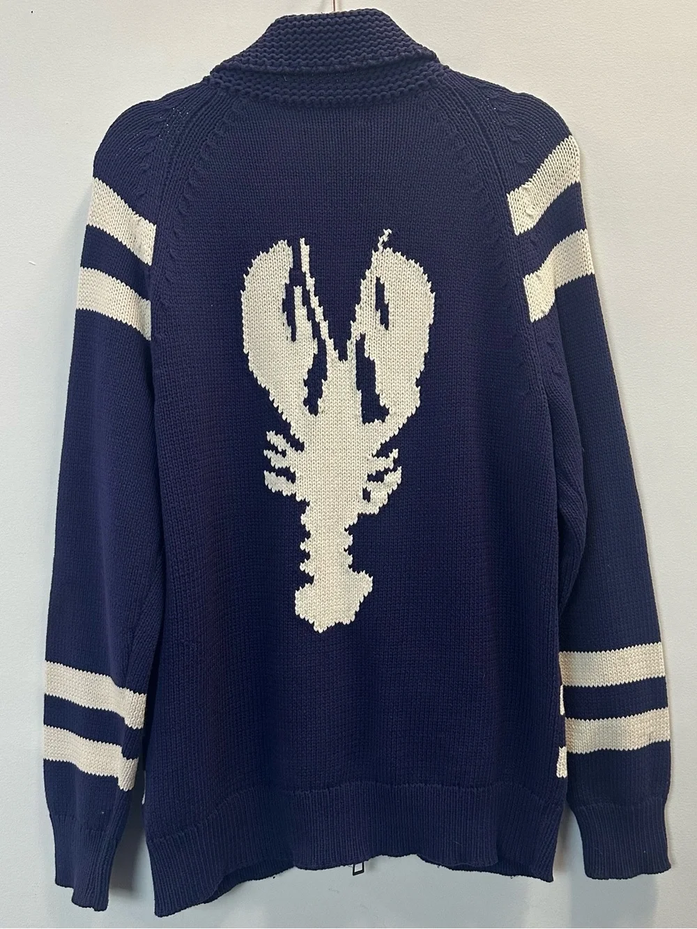 J. Crew Lobster-Back Shawl Collar Cardigan Navy Blue Medium